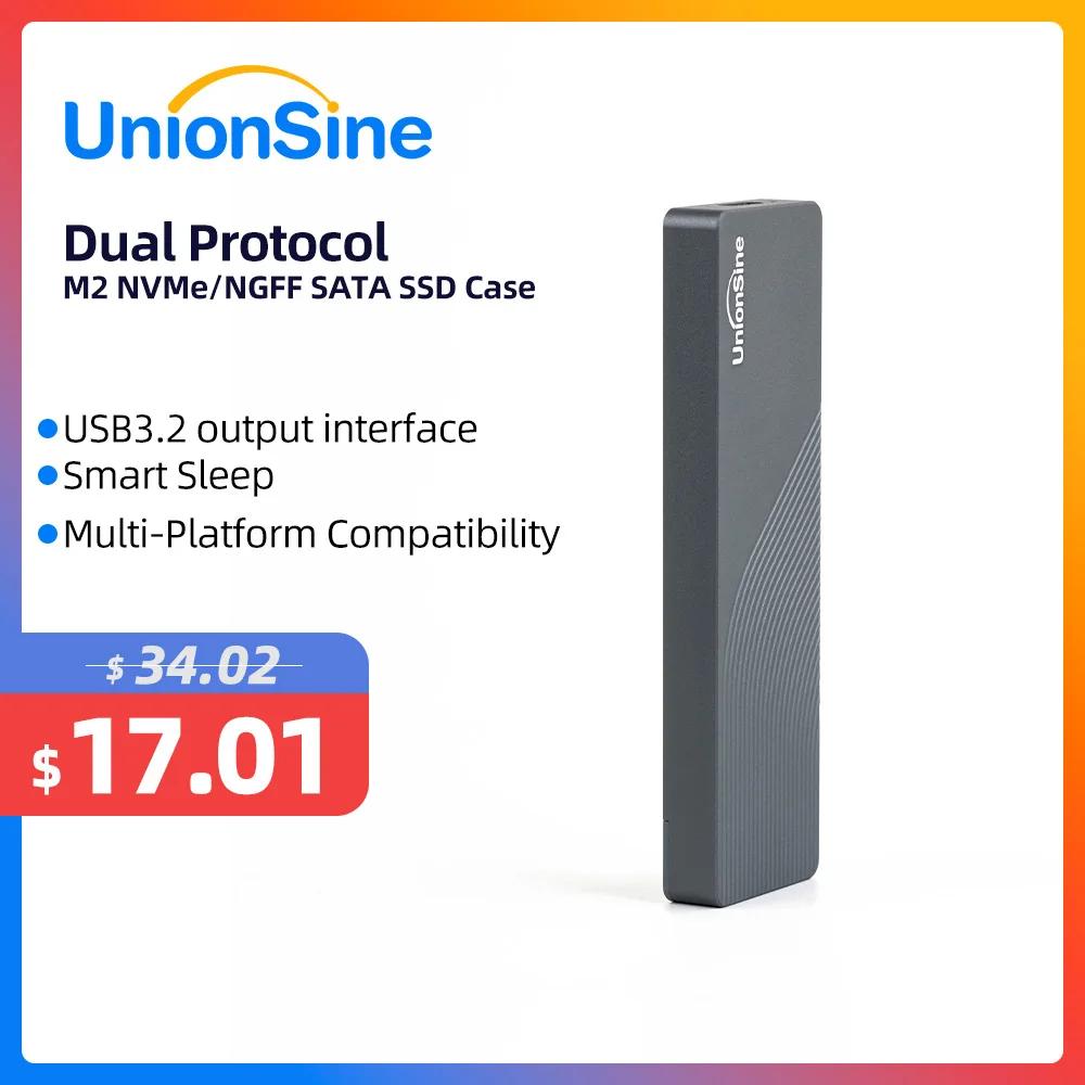 UnionSine-  M2 NVMe/NGFF SATA SSD ̽, 10Gbps HDD ڽ, M.2 NVME SSD to USB 3.1 ܺ Ŭ, 2242 2260 2280 